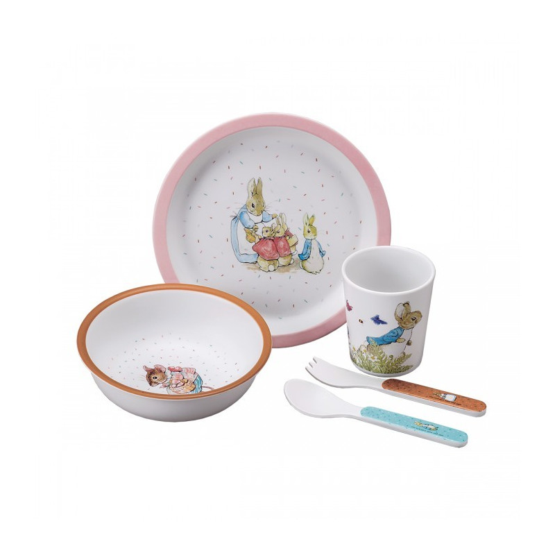 Coffret Repas Enfant 5 Pièces Pierre Lapin Rose Petit Jour Paris - 2