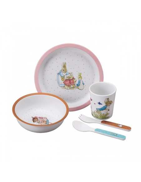 Coffret Repas Enfant 5 Pièces Pierre Lapin Rose Petit Jour Paris - 2