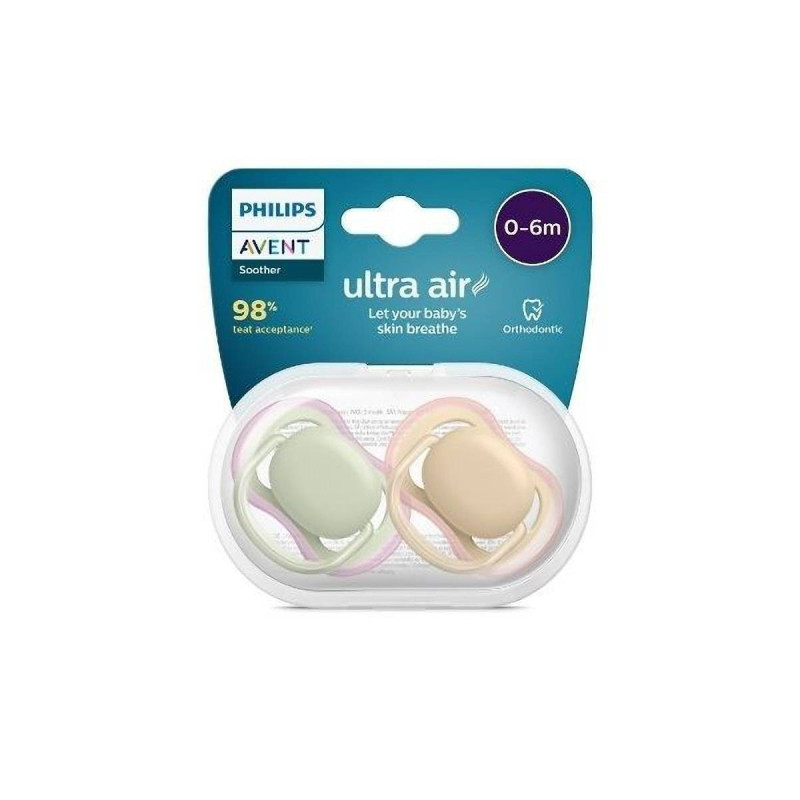 Sucettes Avent Ultra Air 0-6 mois Bleu jaune