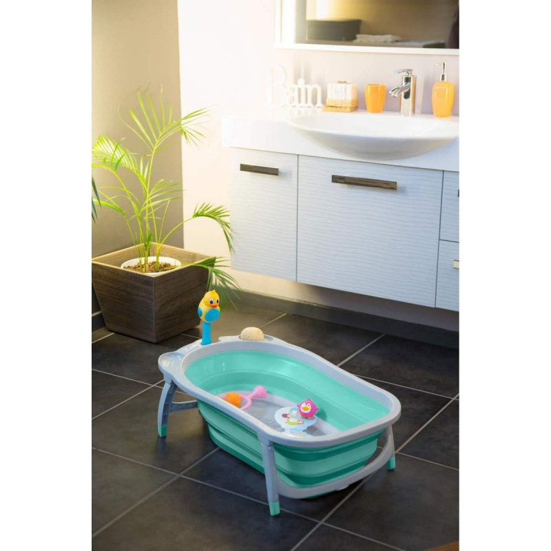 Babysun Baignoire Bébé, Pliable Ultra Compacte Turquoise  - 3