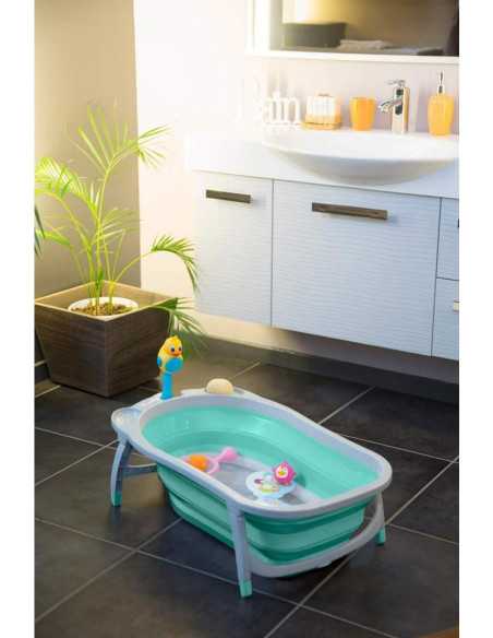 Babysun Baignoire Bébé, Pliable Ultra Compacte Turquoise  - 3