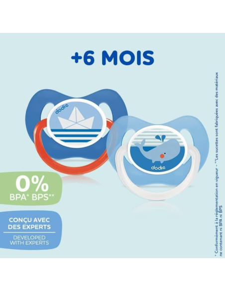 Sucette Dodie Physiologique Bateau et Baleine 6 mois+ x 2 Dodie - 2