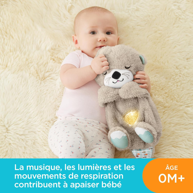 Fisher-Price Ma Loutre Câlins Bonne Nuit Peluche | Peluche Veilleuse Bébé Musicale et Lumineuse | Veilleuse Doudou Bruit Blanc M 2