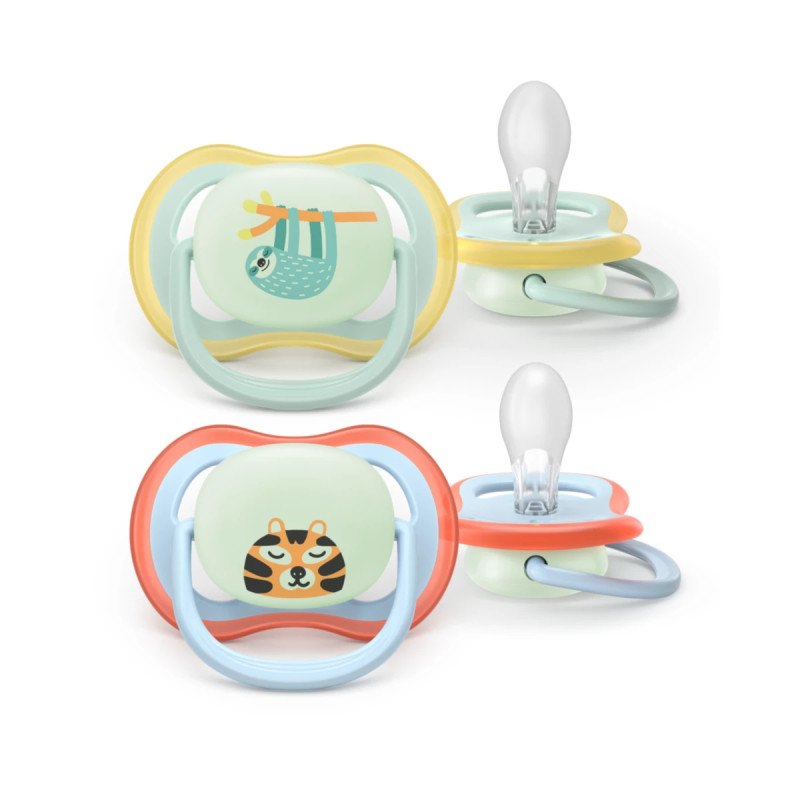Philips Avent Sucette Nuit Ultra Air 0-6 mois Paresseux/Tigre