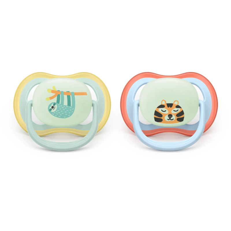 Philips Avent Sucette Nuit Ultra Air 0-6 mois Paresseux/Tigre 2