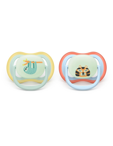Philips Avent Sucette Nuit Ultra Air 0-6 mois Paresseux/Tigre