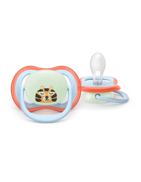 Philips Avent Sucette Nuit Ultra Air 0-6 mois Paresseux/Tigre