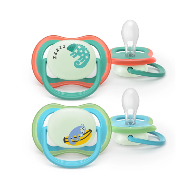 Philips Avent Sucette Nuit Ultra Air 6-18 mois Caméléon/Singe