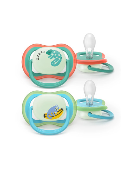 Philips Avent Sucette Nuit Ultra Air 6-18 mois Caméléon/Singe