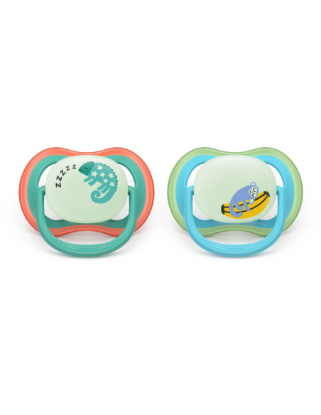 Philips Avent Sucette Nuit Ultra Air 6-18 mois Caméléon/Singe
