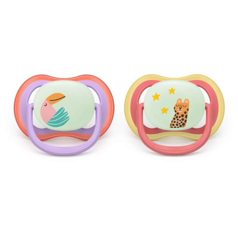 Philips Avent Sucette Nuit Ultra Air 18 mois+ Toucan/Guépard SCF376/33 2