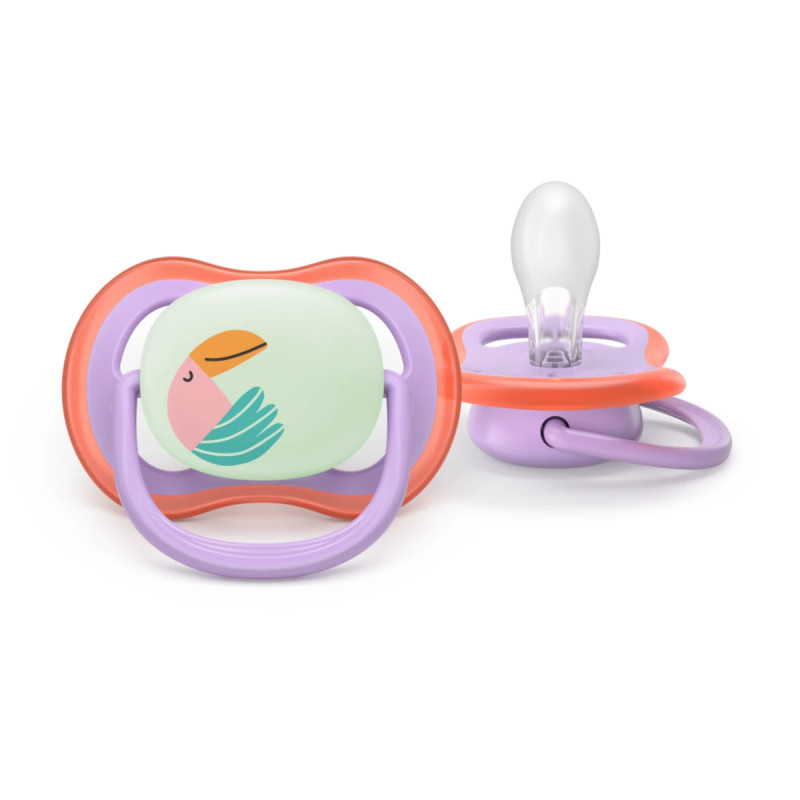 Philips Avent Sucette Nuit Ultra Air 18 mois+ Toucan/Guépard SCF376/33