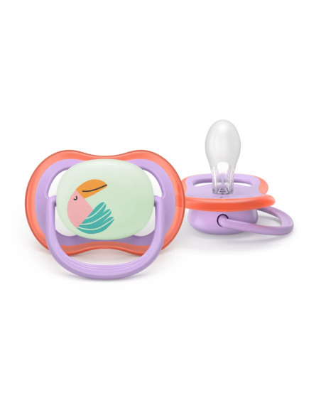 Philips Avent Sucette Nuit Ultra Air 18 mois+ Toucan/Guépard SCF376/33