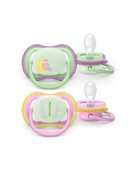 Philips Avent Sucette Nuit Ultra Air 6-18 mois Hibou/Papillon