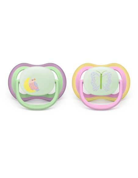 Philips Avent Sucette Nuit Ultra Air 6-18 mois Hibou/Papillon