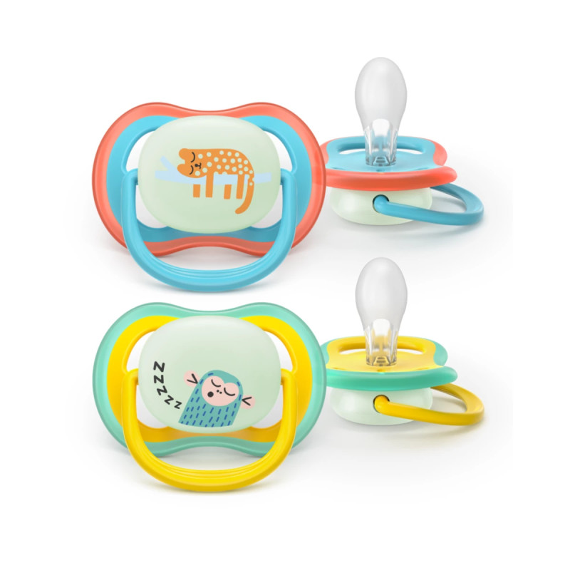 Philips Avent Sucette Nuit Ultra Air 18 mois+ Léopard/Paresseux