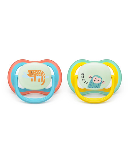 Philips Avent Sucette Nuit Ultra Air 18 mois+ Léopard/Paresseux