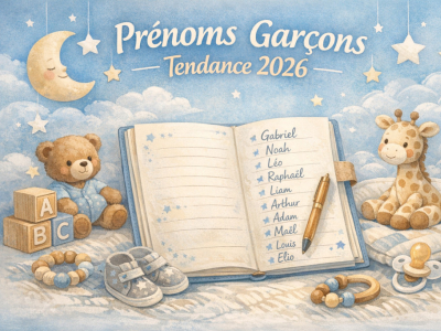 100 prénoms garçons tendance 2026 pour bébé